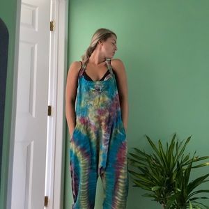 Boho Tie Dye Overalls.... worn once, like new!